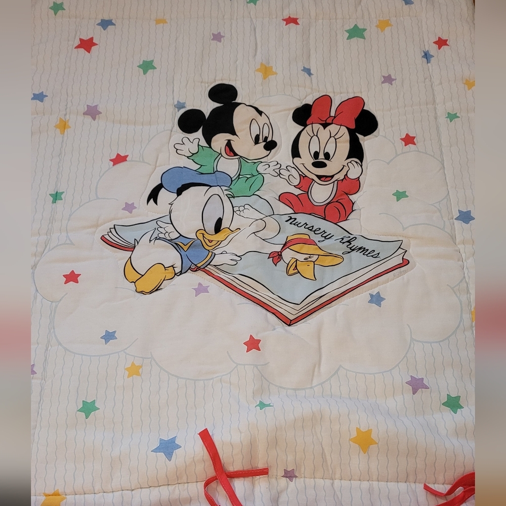 Vintage Dundee Mickey Minnie Disney Babies Crib Comforter And Crib Contour Set